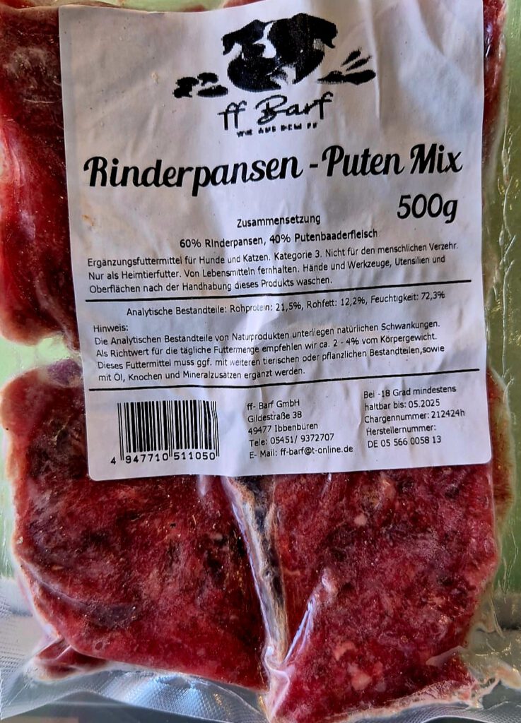 FF Barf- Rinderpansen-Putenmix 500g 1,99€