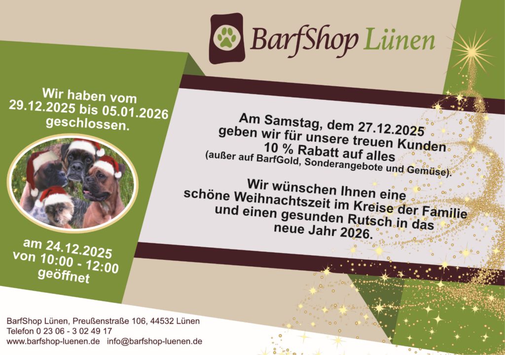 Öffnungszeiten Weihnachten 2025 - Neujahr 2026